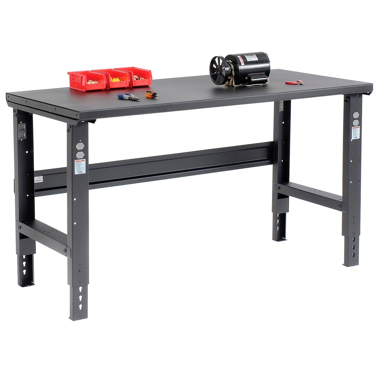 Global Industrial Adjustable Height Workbench C-Channel Leg, 60" W x 30" D, 1-3/4" Steel Square Edge, Black - WoodArtSupply