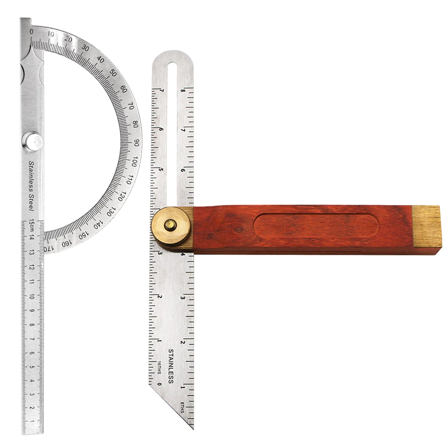 QWLWBU 2Pcs Angle Protractor, T Bevel Angle Finder with Wooden Handle Sliding T-Bevel Bevel Gauge for Carpenter