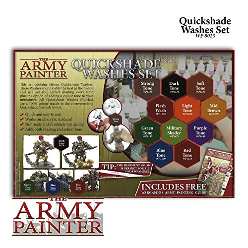 The Army Painter Miniature Paint Set with 11 Nontoxic Quickshade Washes in Dropper Bottles, Rich Pigment Fluid Acrylic Army Painter Speed Paint - WoodArtSupply