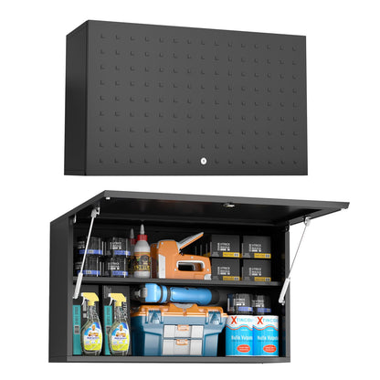 POLUP Storage Locking Cabinets with Adjustable & Removable Shelf, Up-Flip Door Metal Wall Cabinet, Wall-Mounted 20”H One Door Utility Upper Cabinet - WoodArtSupply