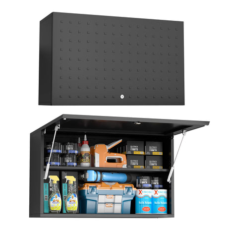 POLUP Storage Locking Cabinets with Adjustable & Removable Shelf, Up-Flip Door Metal Wall Cabinet, Wall-Mounted 20”H One Door Utility Upper Cabinet POLUP