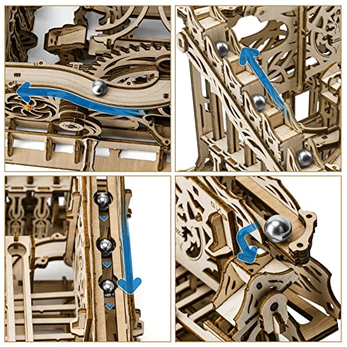 3D Wooden Puzzle Marble Run Kit by OWNONE 1 - DIY Building Set for Adults and Teens (334 Pcs) - WoodArtSupply