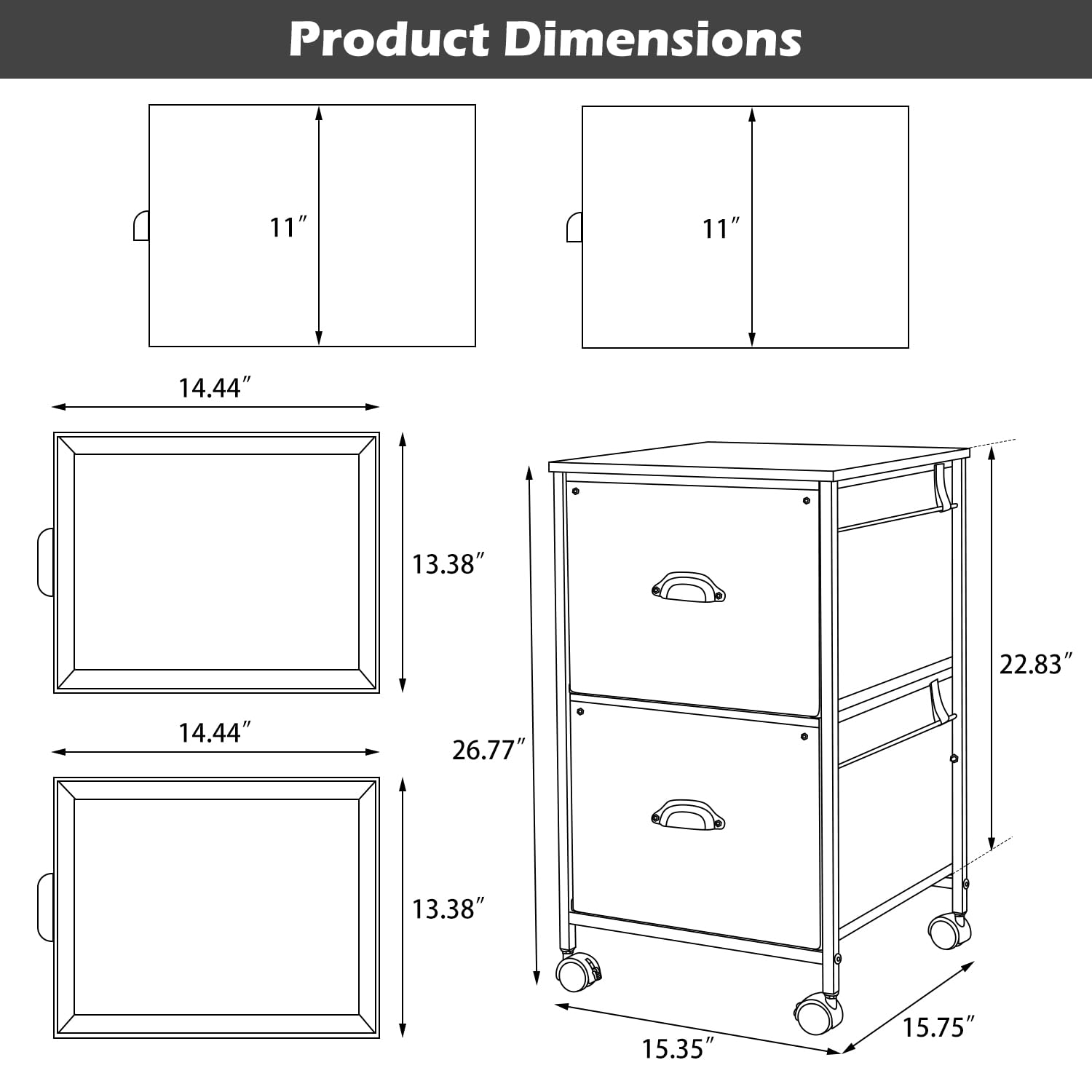 TOPSKY Mobile File Cabinet, Fabric Vertical File Cabinet for Letter Size (Rustic Brown, 2 Drawer) - WoodArtSupply