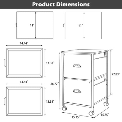 TOPSKY Mobile File Cabinet, Fabric Vertical File Cabinet for Letter Size (Rustic Brown, 2 Drawer) - WoodArtSupply