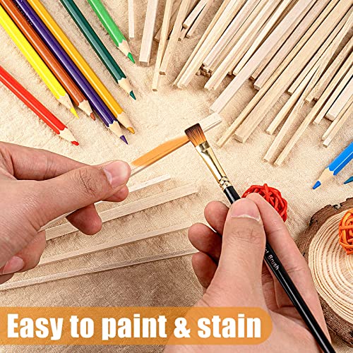 250Pcs Balsa Wood Sticks, Square Wooden Dowels 1/8, 4/25, 3/16, 1/4 x 10 Inch, Hardwood Square Dowels Unfinished Wooden Strips for DIY Molding Crafts