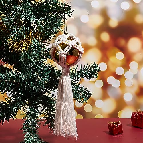 FREEBLOSS 4 Set DIY Macrame Christmas Ball Kit Macrame Christmas Ornaments Macrame Kit with Instructions for Beginners Macrame Hanging for Christmas - WoodArtSupply