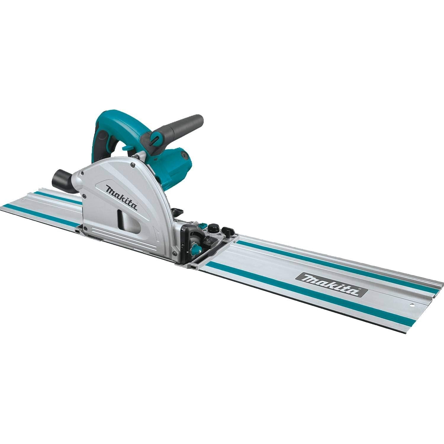 Makita SP6000J1 6-1/2" Plunge Circular Saw Kit, with Stackable Tool case and 55" Guide Rail, Blue - WoodArtSupply