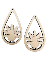 Texan Wood Crafts 12 pieces Unfinished Wood Thanksgiving Turkey Earring Jewelry Blanks, Made in Texas (1.5" Height) Texan Wood Crafts