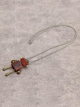 joymiao Wood Pendant Necklace Steampunk Necklace Chunky Gold Necklace Western Long Wooden Neckalce Hippie Choker Necklaces for Women joymiao