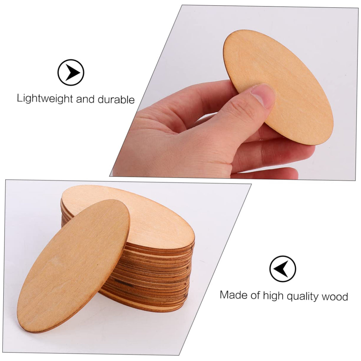 20pcs Pieces Oval Wood Trim Oval Wood Embellishments DIY Christmas Wooden Ornaments Craft Supplies Wooden Oval Wood Cutouts to Paint Cutouts SEWOART