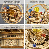 Hands Craft DIY 3D Music Box Wooden Puzzle – Gear Driven, Starry Night Laser Cut Assembly Model Building Kit Brain Teaser Puzzles Educational STEM Hands Craft