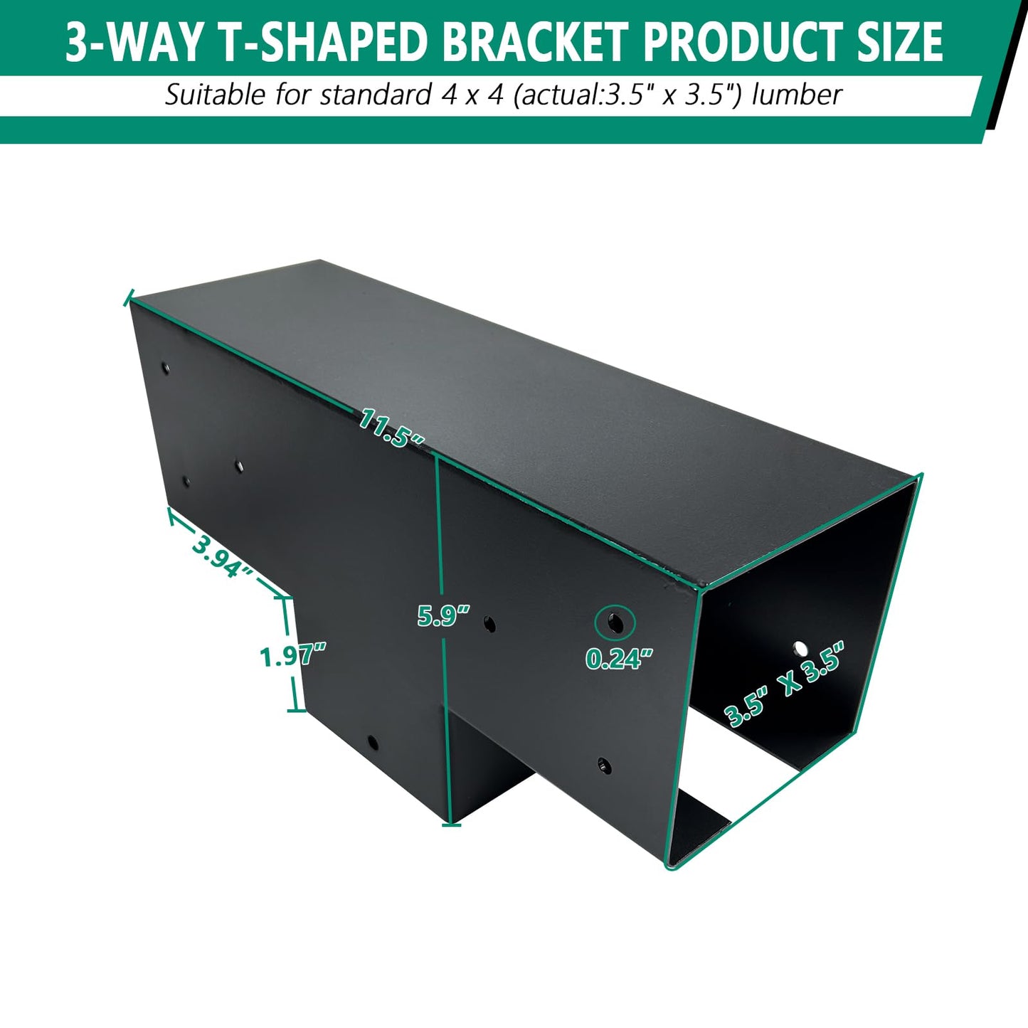 VoTwoofv Pergola Bracket kit 4x4,3-Way T-Shaped Bracket Woodworks Pergola kit for Wood Beam (Actual: 3.5" x3.5'') Outdoor Gazebos,Patio Pergolas,Log - WoodArtSupply