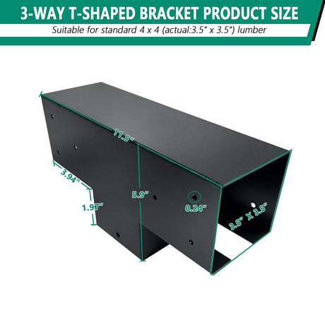 VoTwoofv Pergola Bracket kit 4x4,3-Way T-Shaped Bracket Woodworks Pergola kit for Wood Beam (Actual: 3.5" x3.5'') Outdoor Gazebos,Patio Pergolas,Log VoTwoofv