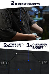 Dalstrong Professional Chef's Kitchen Apron - Sous Team 6" - Heavy Duty Waxed Canvas - 5 Storage Pockets + Towel & Tong Loop - Liquid Repellent Dalstrong