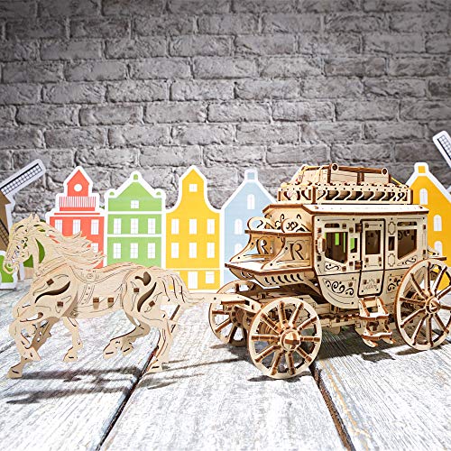UGEARS Mechanical Wooden 3D Puzzle Model Stagecoach Construction Set UGEARS