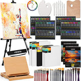 VISWIN 148 Pcs Super Deluxe Painting Kit with Tabletop & Field Easel, 96 Oil, Watercolor & Acrylic Paint Set, Canvas, Paintbrush, Palette, VISWIN
