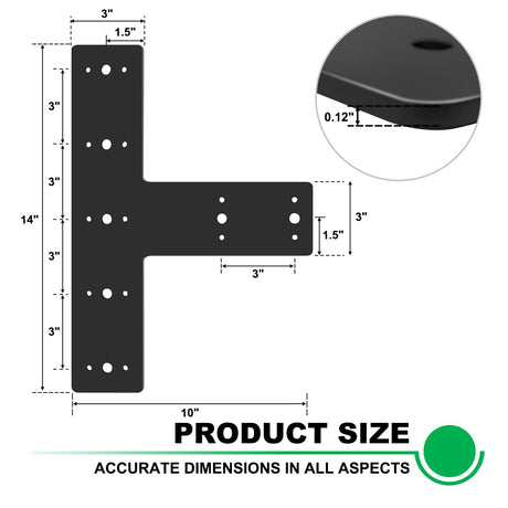 Andorm 14x10 T Shape Post Bracket Tshape Heavy Duty for Wood 4x4,6x6 Lumber Pergola Brackets Powder Coated, T Beam Bracket, T Truss Bracket, T Andorm