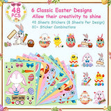 LINAYE 48 Sheets Easter Crafts Stickers for Kids Toddlers - Make Your Own Easter Stickers, Easter Basket Stuffers for Kids Toddlers Easter Treats LINAYE
