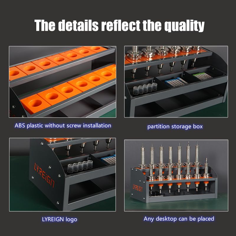 LYREIGN CNC Tool Rack CNC 40 Taper Tool Rack Small Arbitrary Position Tool Rack CNC Tool Storage Rack Placed on The Desktop CAT40-14CAP LYREIGN