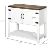 HOMCOM Farmhouse Double Door Coffee Bar Cabinet, Sideboard Buffet Cabinet, Kitchen Cabinet with Bottom Shelf for Entryway, Living Room, White HOMCOM