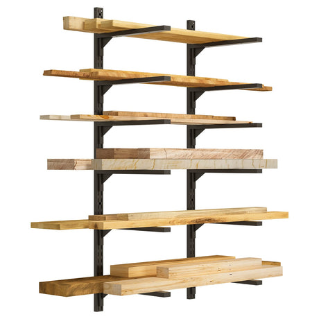 Yociyoga Wood Organizer Metal Rack - 6-Tier Detachable Lumber Storage Metal Rack & Adjustable Wall Mount Wood Storage Lumber Organizer Rack for Yociyoga
