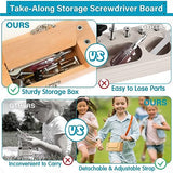WOODMAM Montessori Screwdriver Board Set, Storage Box & Strap Toddler Travel, Wooden Montessori Toys Fine Motor Skills Toys for 3 4 5 Year Old Kids, WOODMAM