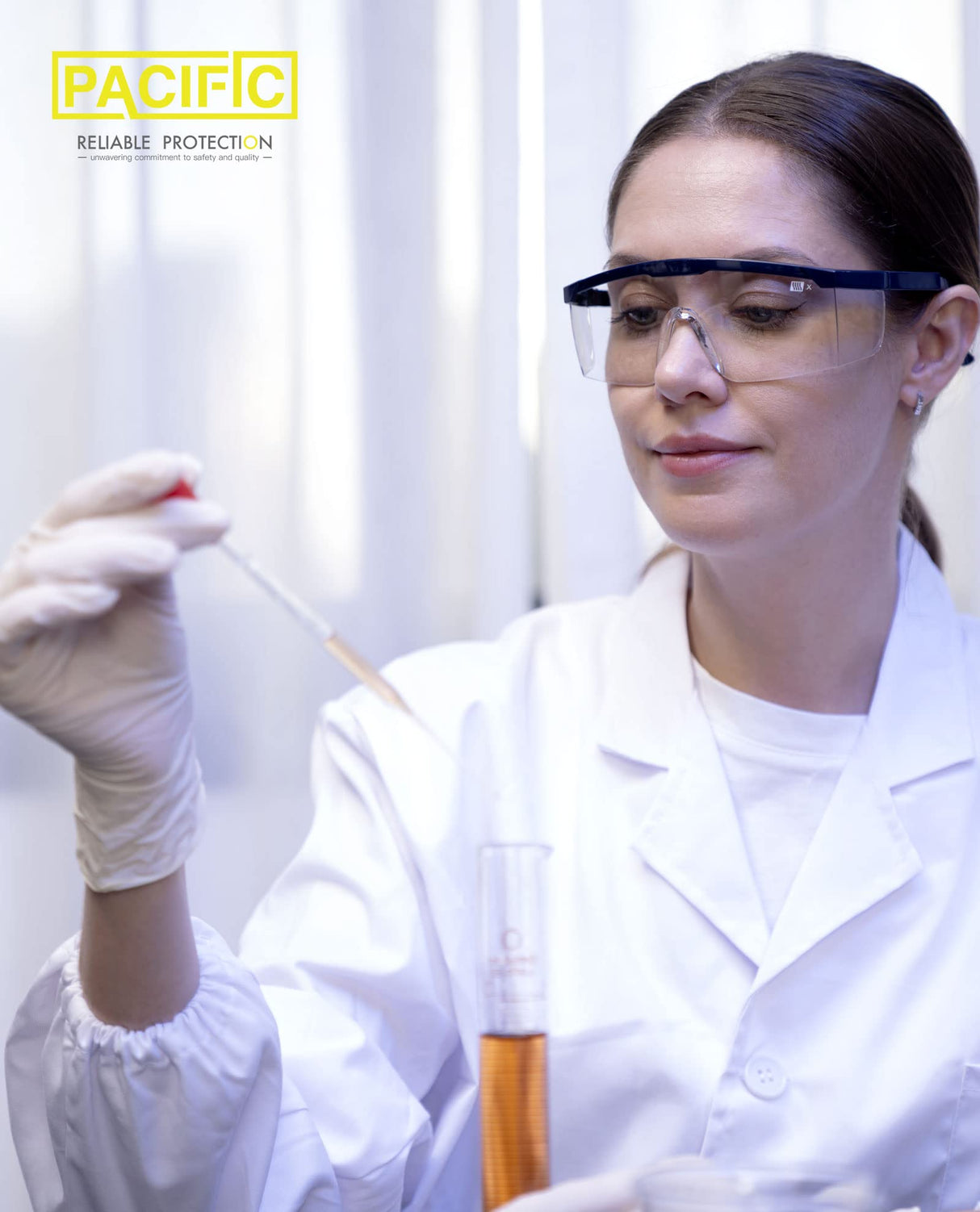 PACIFIC PPE 2 Pack Safety Glasses, Anti-fog, Scratch Resistant Clear Wraparound Lenses and No-Slip Grips, Adjustable, Lab Goggles PACIFIC PPE