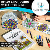 Hula Home Stained Glass Mandala Art Kit - DIY Window Clings with Markers, 10 Suncatchers - Perfect Hobby for Adults, Kids, Teens & Seniors - Ideal Hula Home