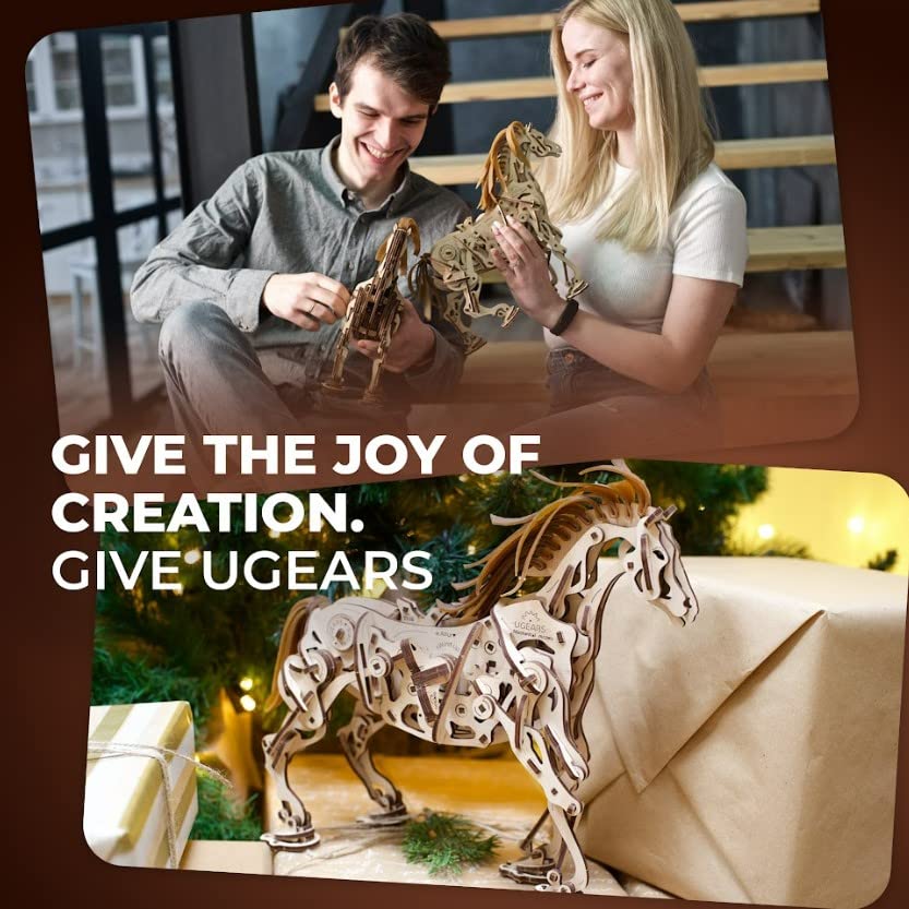 UGEARS 70054 Wooden Horse Puzzle, Model Building Set, Brain Game, DIY Puzzle, Educational Toy, Environmentally Friendly UGEARS