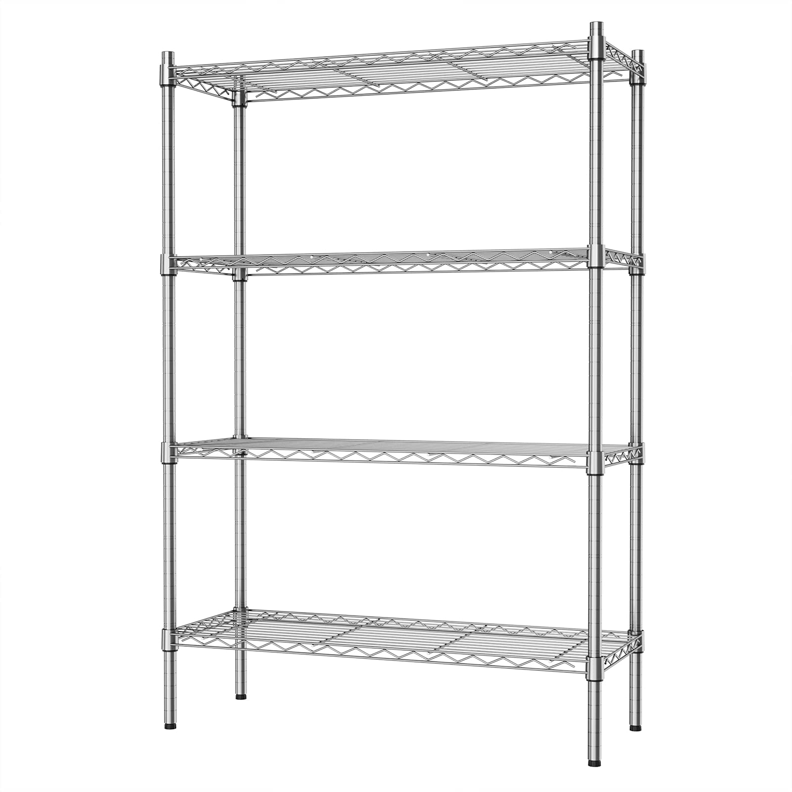 Auslar 4-Shelf Storage Wire Shelves Heavy Duty 4 Tiers Standing Shelving Units Adjustable Metal Organizer Wire Rack, Chrome - WoodArtSupply