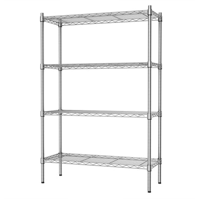 Auslar 4-Shelf Storage Wire Shelves Heavy Duty 4 Tiers Standing Shelving Units Adjustable Metal Organizer Wire Rack, Chrome