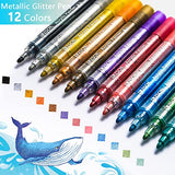 ZSCM 12 Colors Acrylic Glitter Markers Paint Pens, Rock Painting Pens Markers Metallic Art Marker for Kids Adults Card Making Painting Glass Ceramic ZSCM QUALITY DECIDES THE FUTURE