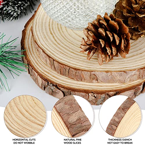 15 Pcs Christmas Wood Slices for Centerpieces 7-8 Inch Unfinished Natural Wood Coasters with Tree Bark Rustic Wood Pieces for Crafts Wood Rounds for - WoodArtSupply