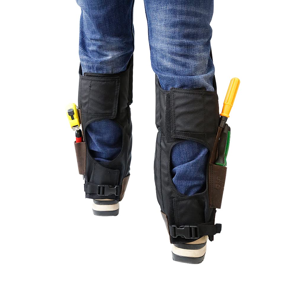 bradz Self-Supporting Knee Pads with built in tool pouches and replacable kneecaps offer open behind the knee all day comfort (5012 Medium, Camo) bradz