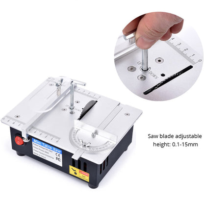 Mini Table Saw for Crafts S3 Portable Precision Table Saw,96W mini Desktop Electric Saw 7 Speed Adjustable,DIY Model Crafts Cutting Tool with 4