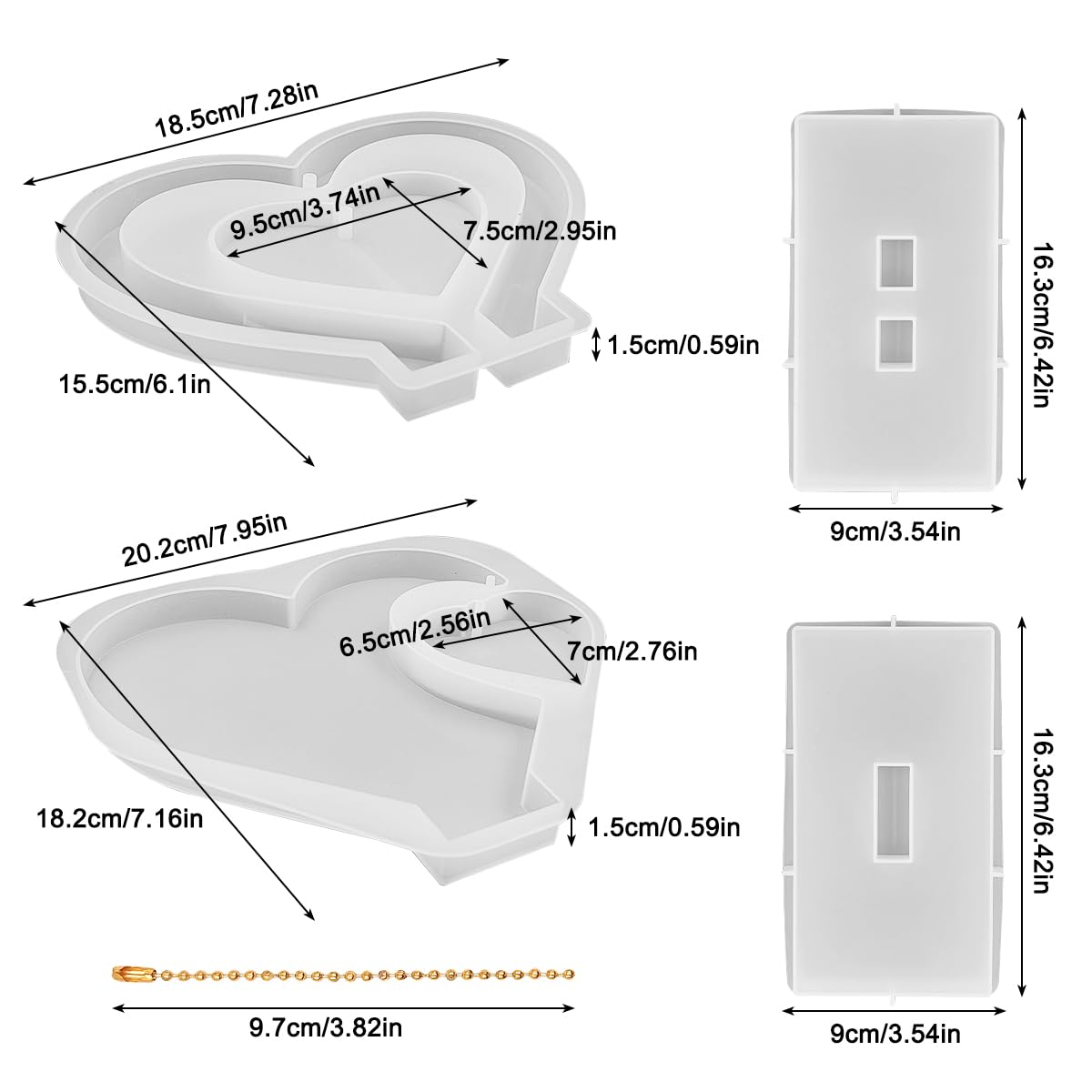 2 Set 3D Photo Frame Resin Molds, FineGood Heart Shape Silicone Molds for Resin, DIY Personalised Picture Frame Epoxy Resin Moulds Art Craft for - WoodArtSupply