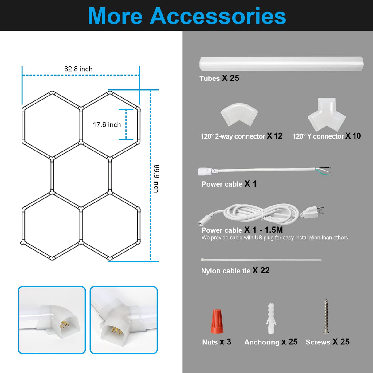 LZHOME Hexagon LED Garage Light: 25 Pack Updated Bigger Size, 26400LM 240W Super Bright Car Detailing Ceiling LED Shop Light for Warehouse Workshop LZHOME