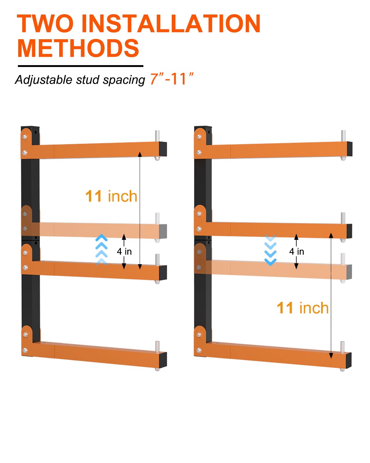 Acools Lumber Storage Rack, Lumber Rack Wall Mount, Heavy Duty Wood Storage Racks with 6-Level System, 720 lb Durable Garage Wood Organizer, Orange Acools