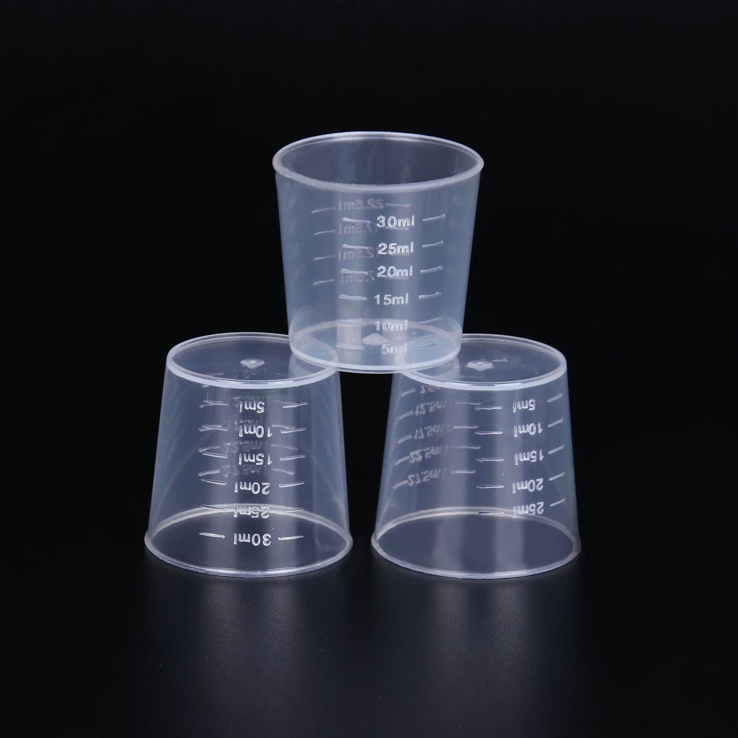 60 Pcs Plastic Graduated Cups 30ml/ 1ounce Transparent Scale Cups Epoxy Mixing Cups, with 50 Pack Wooden Stirring Sticks for Mixing Paint, Stain, Muluo