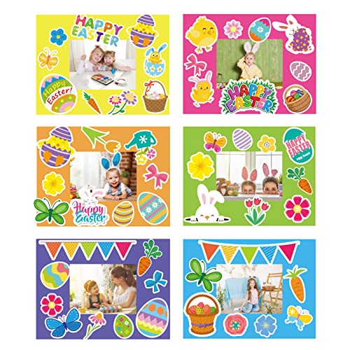 chiazllta 24 Packs Easter Kid's Craft Kits Easter Bunny Egg DIY Picture Frame Craft Suitable for Easter Class Game Activities Gift for Kids chiazllta