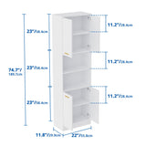 Cozy Castle Freestanding Pantry Cabinet, 75" with Doors and Adjustable Shelves, Wood Storage Cabinet for Kitchen, Bathroom or Hallway, White Cozy Castle