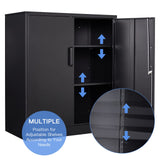 Yizosh Metal Garage Storage Cabinet with 2 Doors and 2 Adjustable Shelves - 35.5" Steel Lockable File Locking Counter Cabinet for Home Yizosh