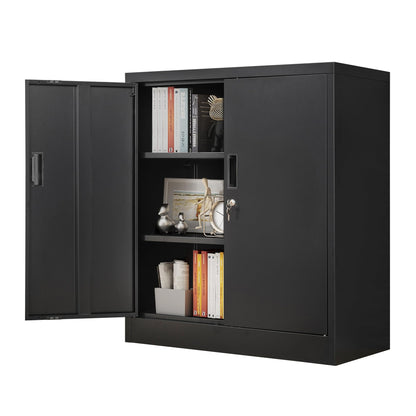 CMY Metal Storage Cabinet, 36" H Locking Storage Cabinet with Adjustable Shelves, Steel Storage Cabinet for Garage, Home, Office, Utility Room-Black - WoodArtSupply