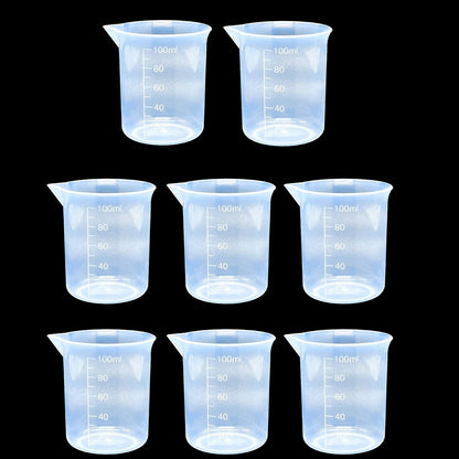 8 Pcs Epoxy Mixing Cups, 100ml/3.4oz Plastic Graduated Cup Clear Measuring Cup for Mixing Paint, Stain, Epoxy, Resin - WoodArtSupply