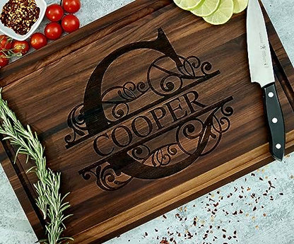 Personalized Wood Engraved Cutting Board, Perfect Gift for Weddings, Anniversaries, and Housewarmings-Choose From Walnut, Maple, or Cherry. Handmade