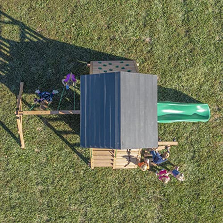 Backyard Discovery Endeavor All Cedar Wood Swing Set Playset for Backyard with Large Clubhouse Wave Slide Rope Ladder Rock Climbing Wall Wave Slide 2 Backyard Discovery