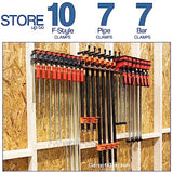 Modular Clamp Rack Assortment with 1 each F-Clamp Rack • 1 each Bar/Parallel Clamp Rack and 1 each Pipe Clamp Rack Included • Easy and Quick to Align Fulton Woodworking Tools