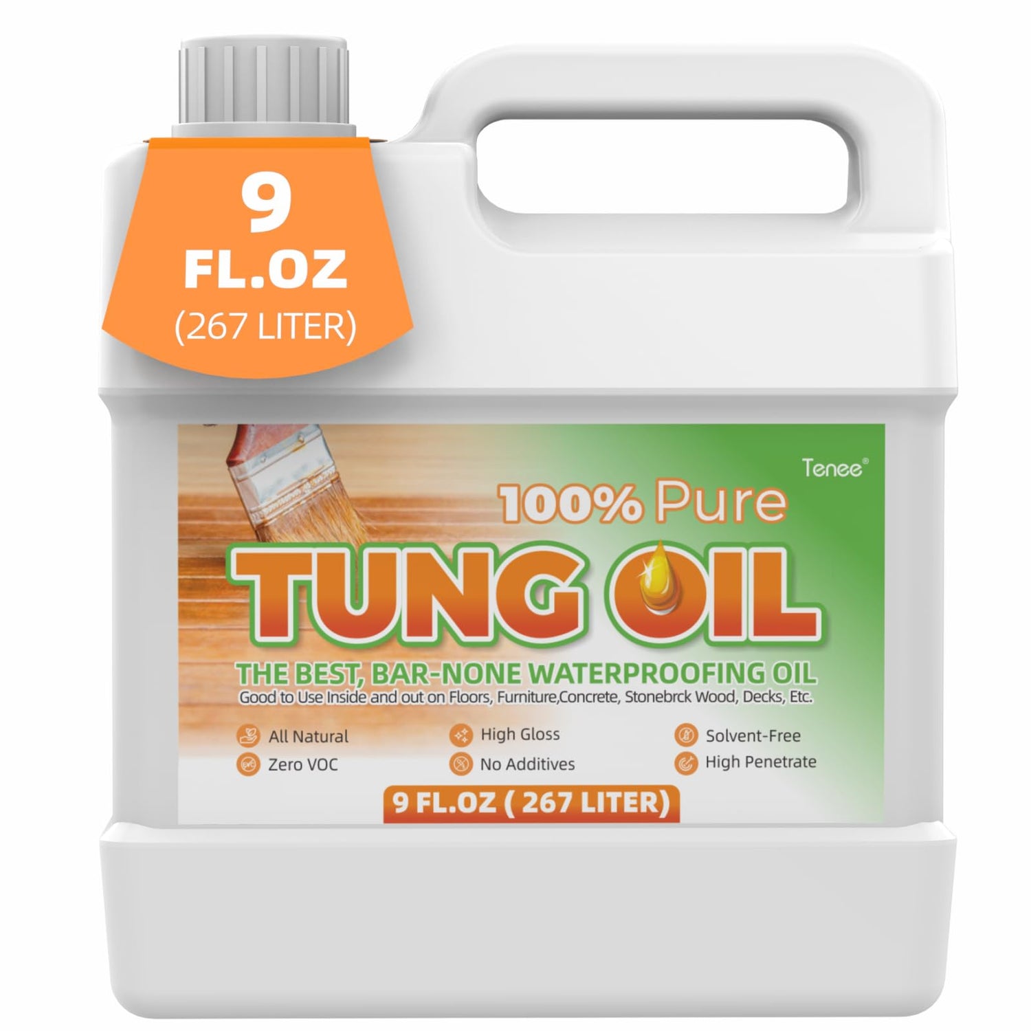 Tenee 9 Fl Oz Pure Tung Oil – Food Safe Wood Sealer Preferred by Experienced Craftsmen – Waterproof Tung Oil That Strengthens & Protect Wood – Wood Tenee