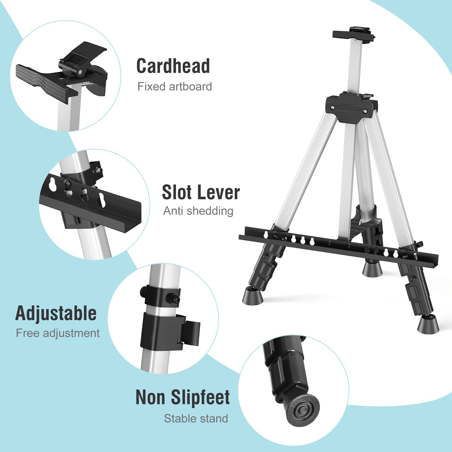 Art Painting Display Easel Stands - Portable Adjustable Aluminum Metal Tripod Artist Easels with Bags, Height from 17" to 66", Extra Sturdy for - WoodArtSupply