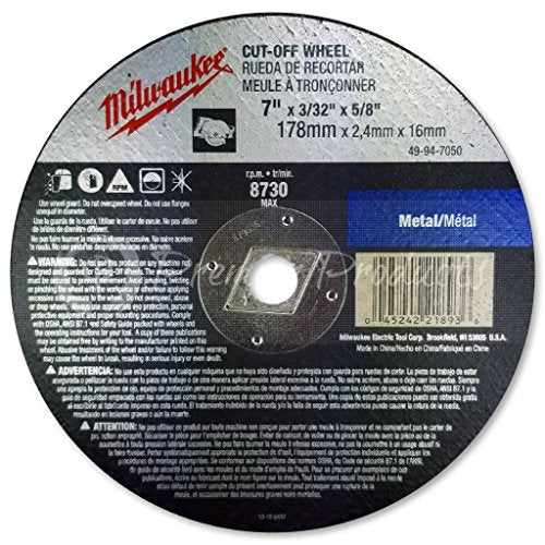 Milwaukee 5 Pack - 7 Inch Cut Off Blades For 7.25" Circular Saws - Aggressive Cutting For Metal & Stainless Steel - 7" x .09 x 7/8-Inch Milwaukee